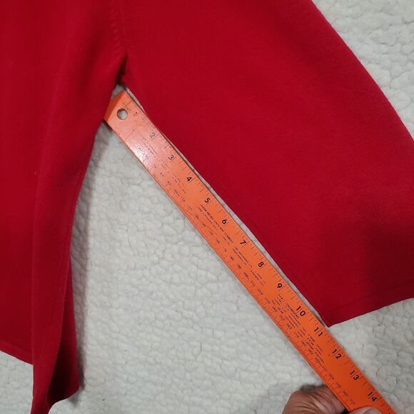 Red Sweater Black Beads 3/4 Sleeves - Prophecy by SAG HARBOR Women's Size Large - Picture 10 of 11